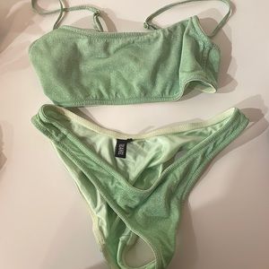 Green Sparkle Triangl Bikini Set